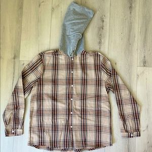 Men’s plaid  shirt with hood